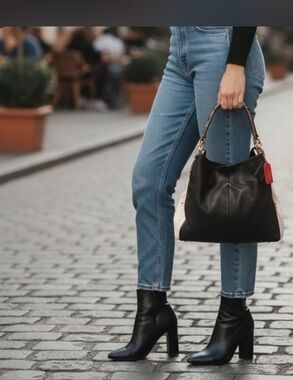 Coach Black and White Shoulder Bag with Gold Accents